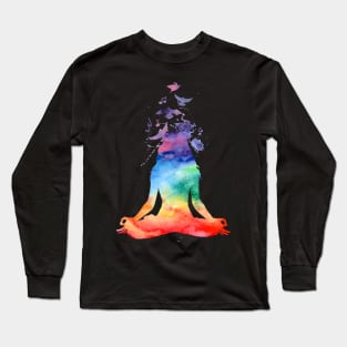 Image: Watercolor, Meditation, Yoga Long Sleeve T-Shirt